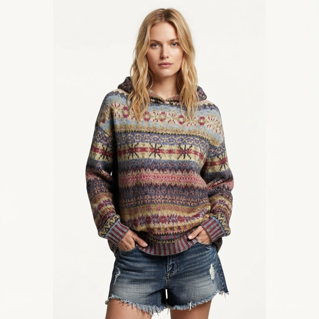 Millicent Radcliffe | Fair Isle Hoodie With Ribbed Cuffs