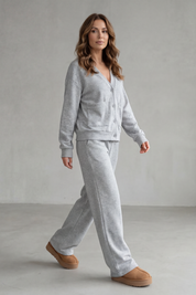 Elspeth Murray | Ensemble détente cardigan boutonné gris chiné