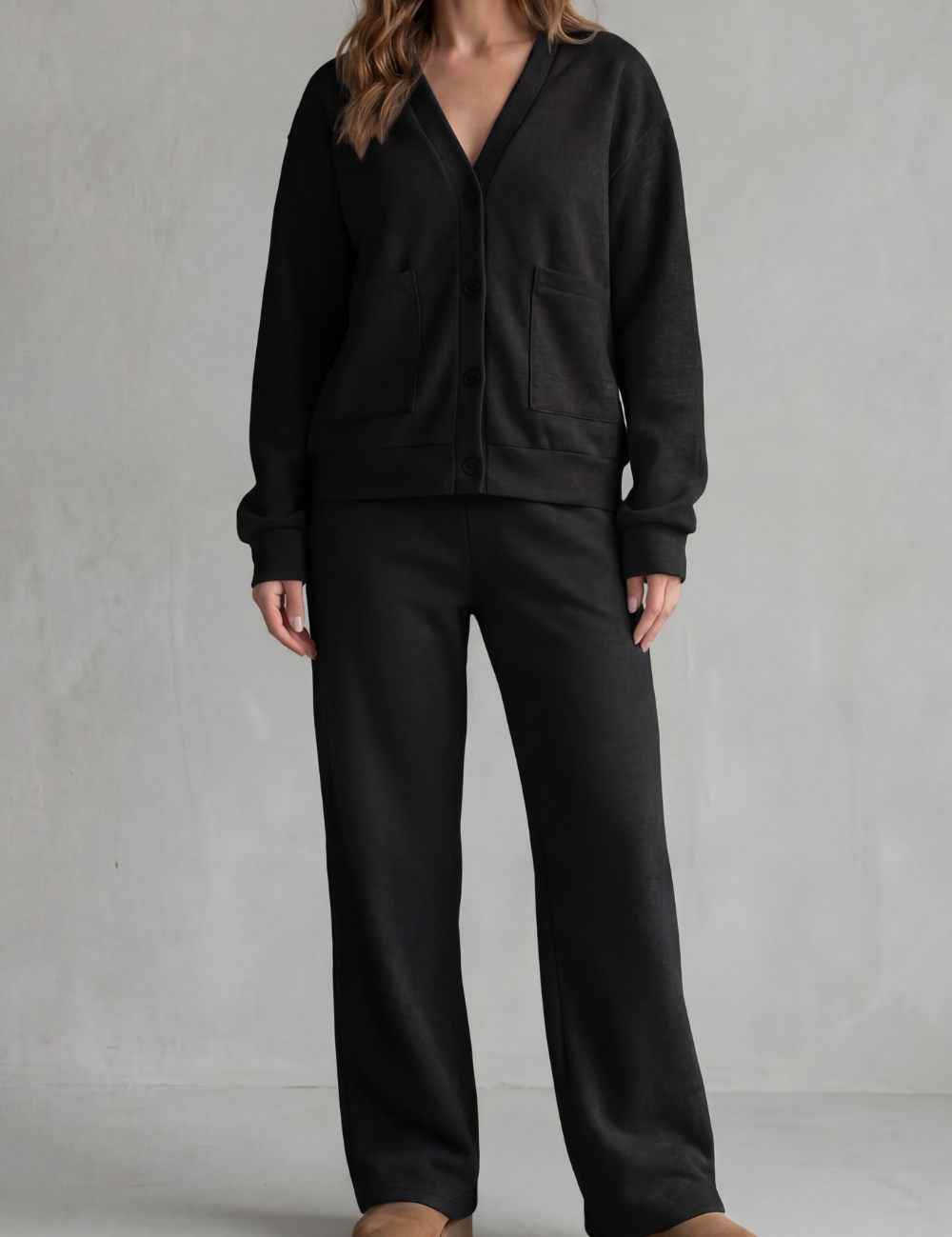 Elspeth Murray | Button-Down Cardigan Lounge Set in Marl Grey