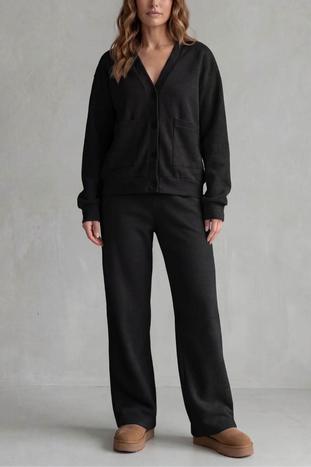 Elspeth Murray | Ensemble détente cardigan boutonné gris chiné
