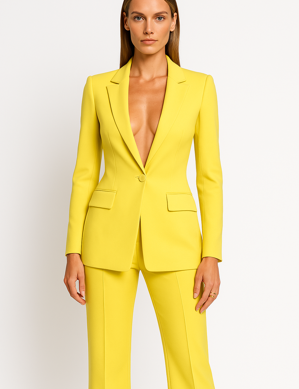 Monica Duchamp | Elegant Women's Blazer Set with High Waist Trousers