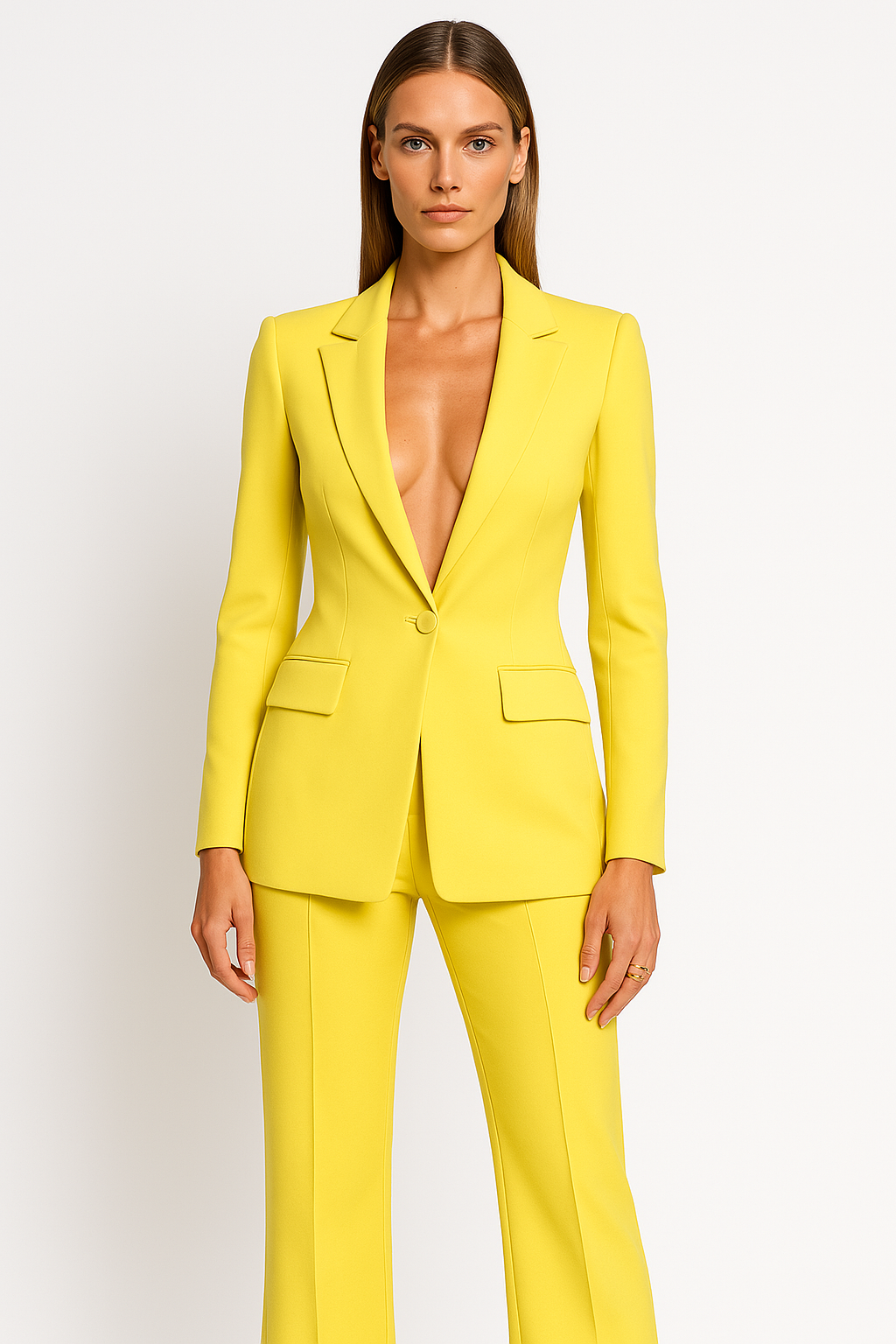 Monica Duchamp | Elegant Women's Blazer Set with High Waist Trousers