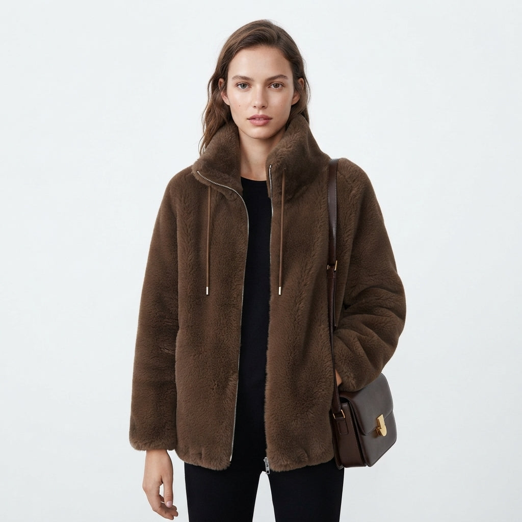 Nadia Fairfax | Faux Shearling Zip-Up Jacket