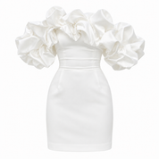 Nadia Fenwick | Satin Ruffle Cocktail Dress
