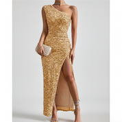 Nadia Knight | One-Shoulder Sequin Maxi Prom Dress
