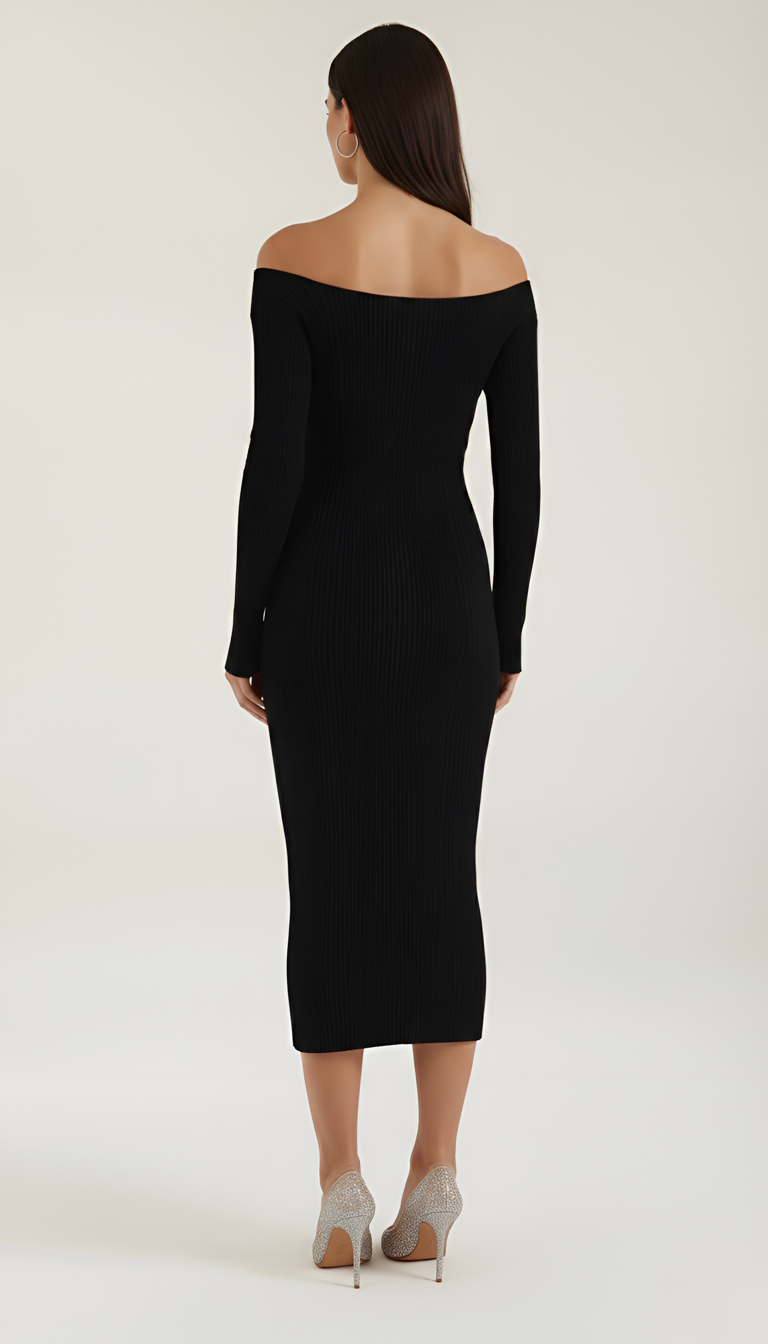 Nia Prescott | Off-Shoulder Ribbed Midi Dress