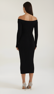 Nia Prescott | Off-Shoulder Ribbed Midi Dress