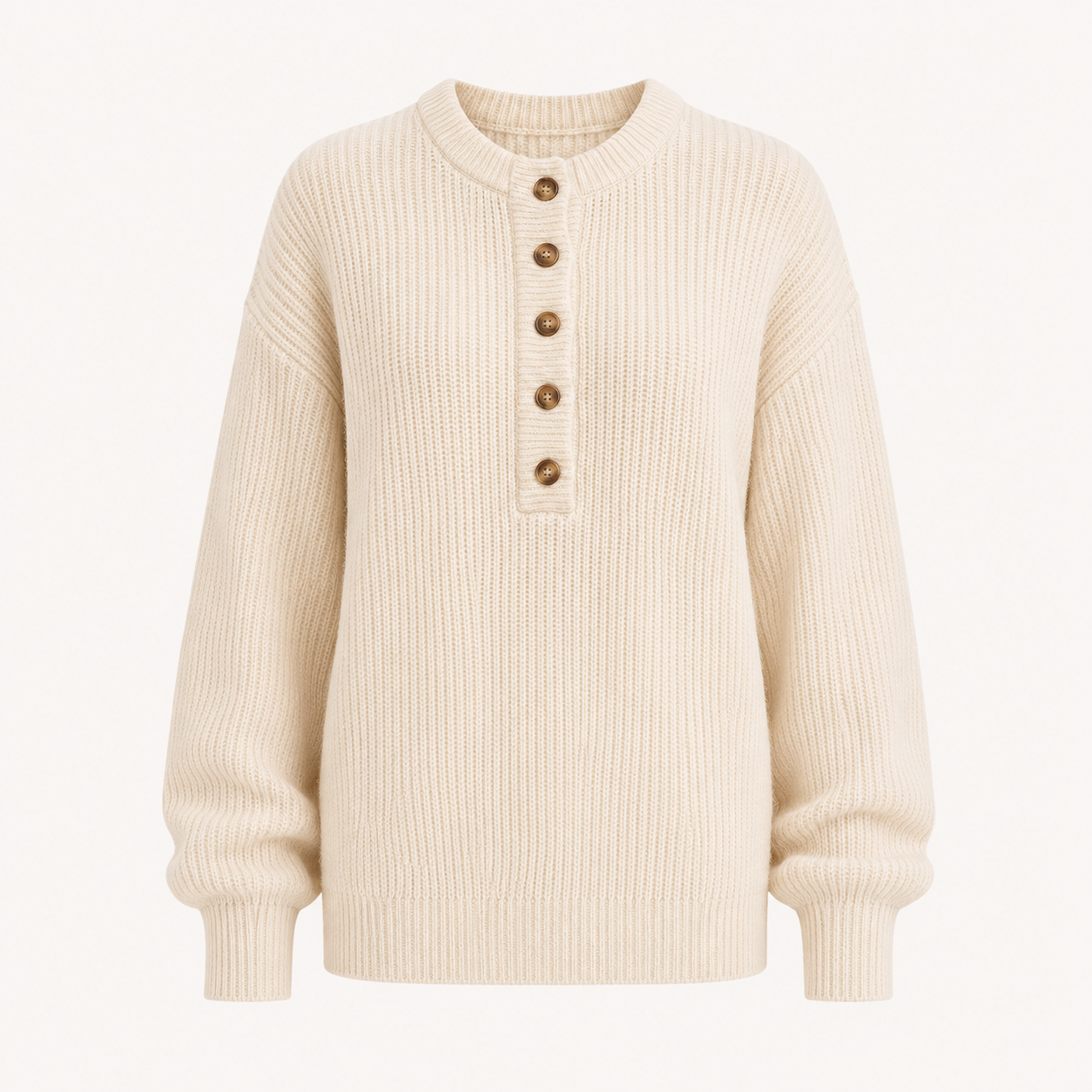 Niamh Brown | Button Detail Ribbed Knit Sweater