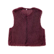 Nicolette Favreau | Faux Fur Gilet Black Sleeveless Fluffy