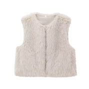 Nicolette Favreau | Faux Fur Gilet Black Sleeveless Fluffy