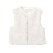 Nicolette Favreau | Faux Fur Gilet Black Sleeveless Fluffy