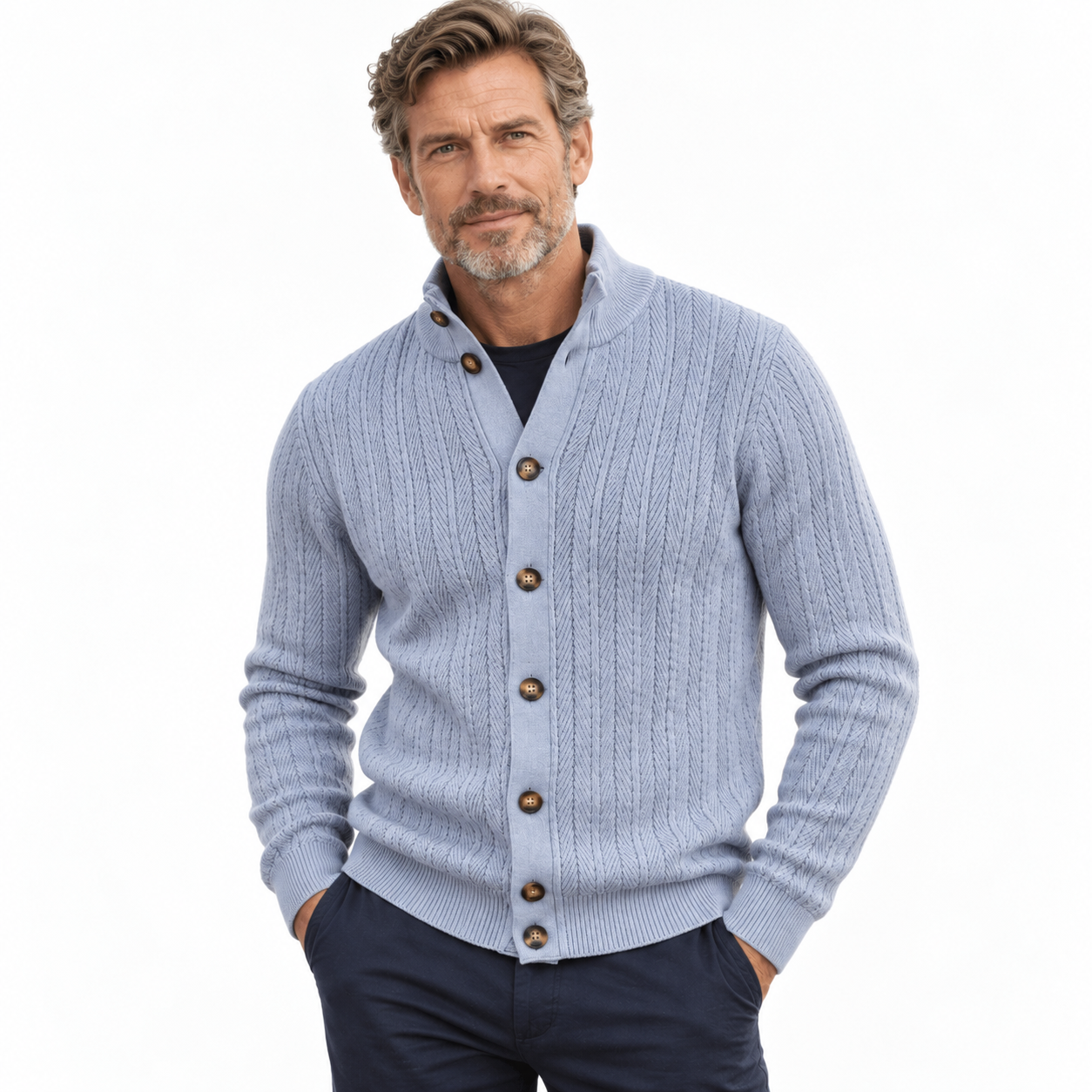 Nigel Ashcombe | Cable-Knit Cotton Sweater With Stand Collar