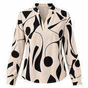 Nina Fairweather | Abstract Print Blouse With Split Neckline