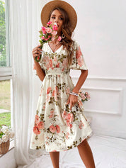 Noemi Grayson | Floral V-Neck Midi Summer Dress for Women