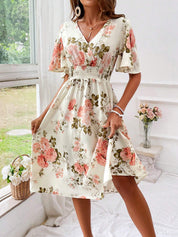 Noemi Grayson | Floral V-Neck Midi Summer Dress for Women