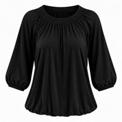 Nora Fairbanks | Smocked Neckline Top With 3/4 Sleeves