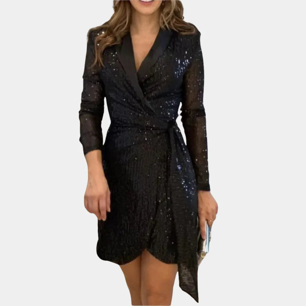 Nora Harrison | Sequin Wrap Mini Dress