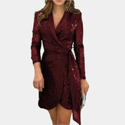 Nora Harrison | Sequin Wrap Mini Dress