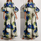 Florence Hughes | Abstract Print Puff Sleeve Maxi Dress
