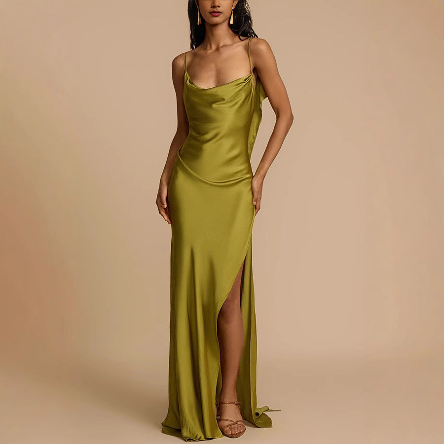 Kiara Lancaster | Satin Cowl Neck Maxi Dress