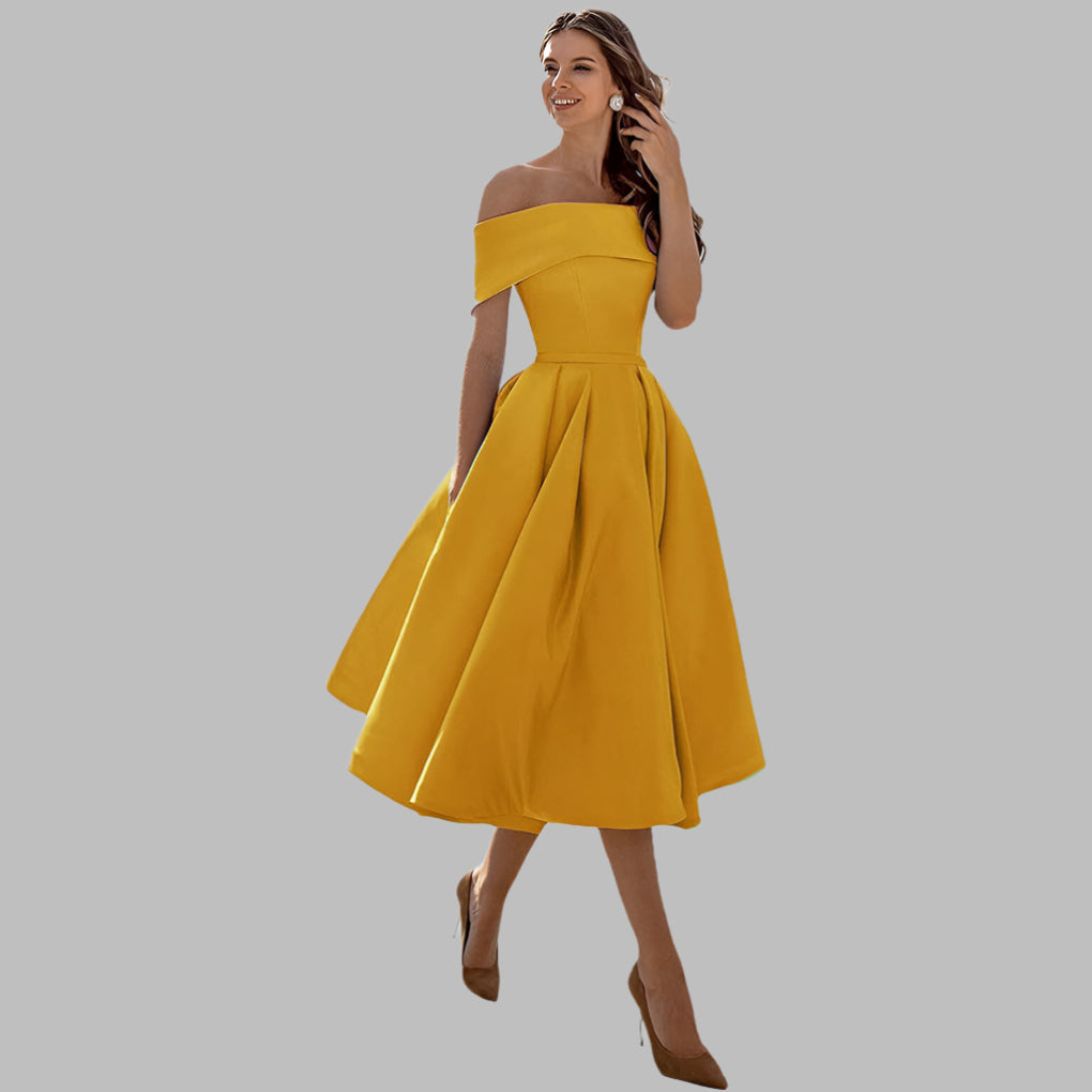 Lucy Marston | Off-Shoulder Midi Dress