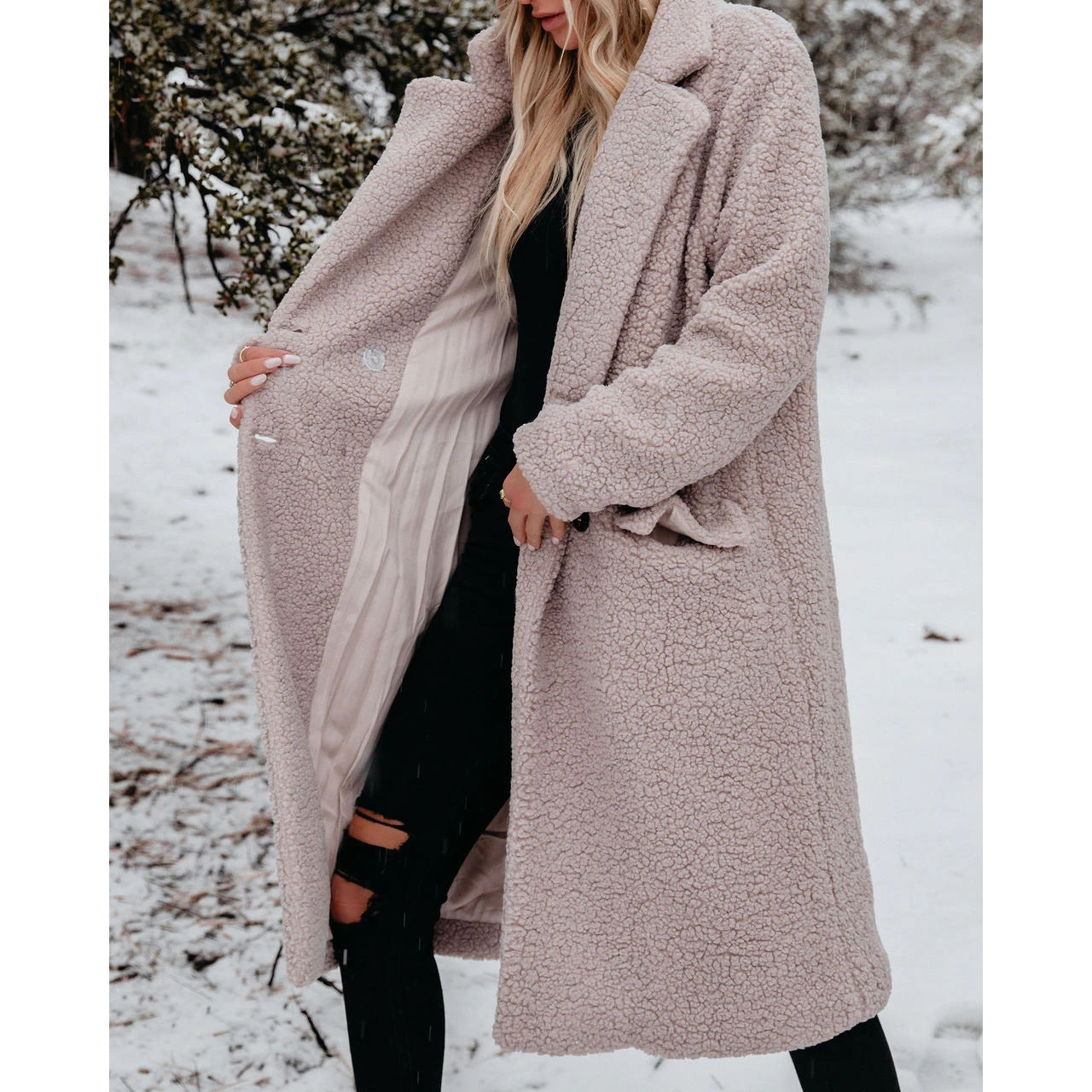 Manteau teddy en polaire Marianne Stanhope avec fermeture boutonnée sur le devant