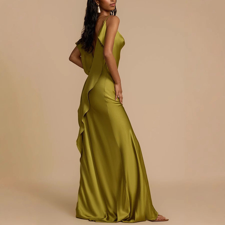 Kiara Lancaster | Satin Cowl Neck Maxi Dress