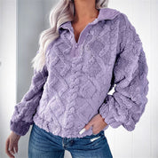 Elspeth Fairholm | Textured Fleece Pullover With Zip Collar
