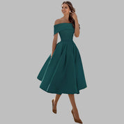 Lucy Marston | Off-Shoulder Midi Dress