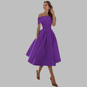 Lucy Marston | Off-Shoulder Midi Dress