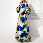 Florence Hughes | Abstract Print Puff Sleeve Maxi Dress