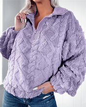 Elspeth Fairholm | Textured Fleece Pullover With Zip Collar