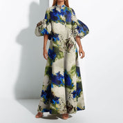 Florence Hughes | Abstract Print Puff Sleeve Maxi Dress