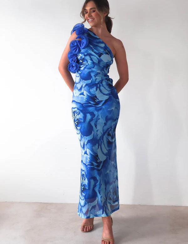 Aurélie Beaumont | Azure Blossom Evening Dress