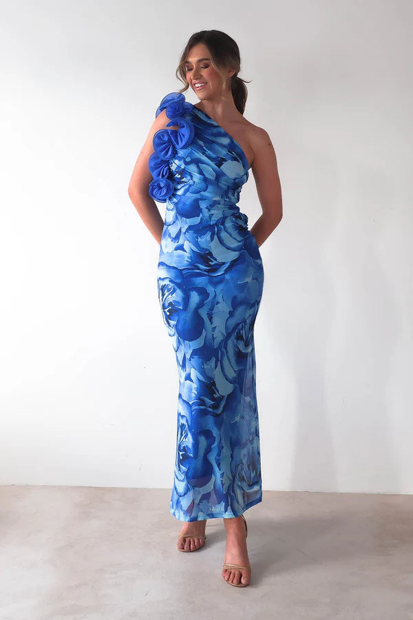 Aurélie Beaumont | Azure Blossom Evening Dress