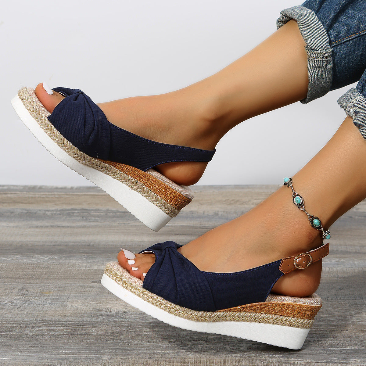 Hyacinth Stone | Open-Toe Wedge Sandals