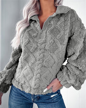 Elspeth Fairholm | Textured Fleece Pullover With Zip Collar