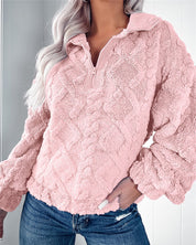 Elspeth Fairholm | Textured Fleece Pullover With Zip Collar