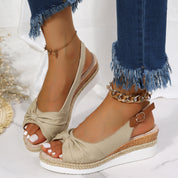 Hyacinth Stone | Open-Toe Wedge Sandals