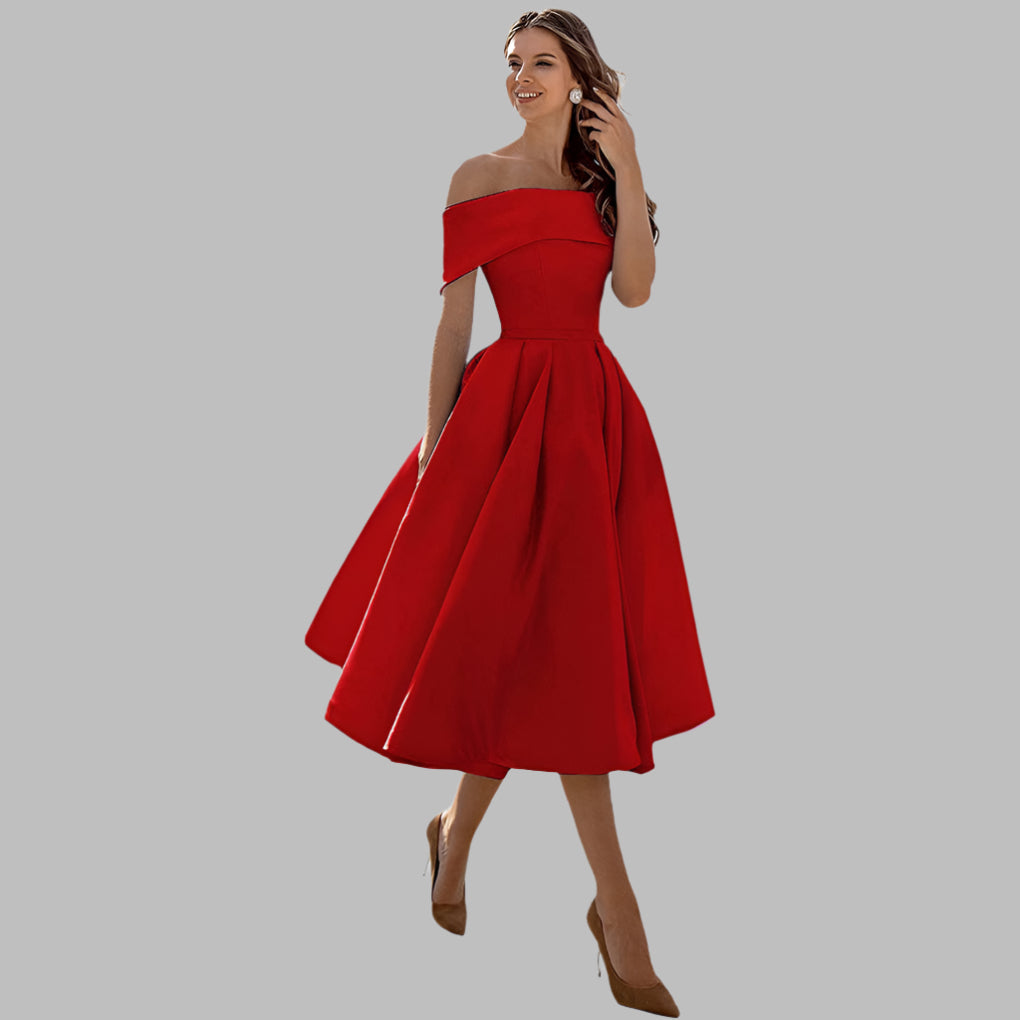 Lucy Marston | Off-Shoulder Midi Dress