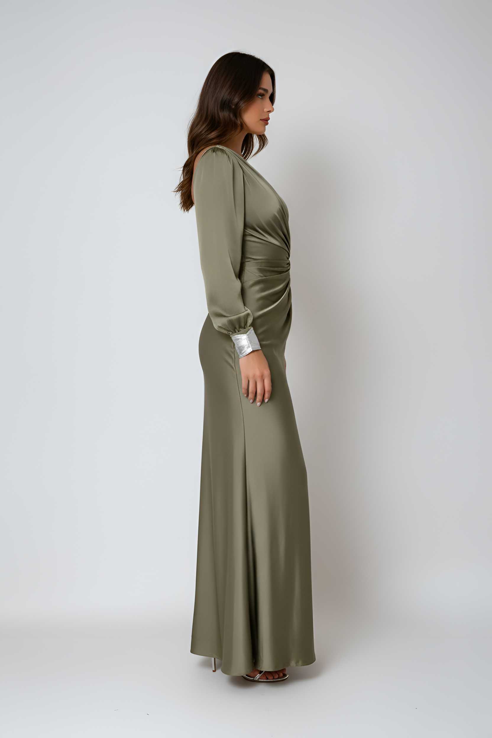 Odelia Holloway | One-Shoulder Satin Maxi Prom Dress