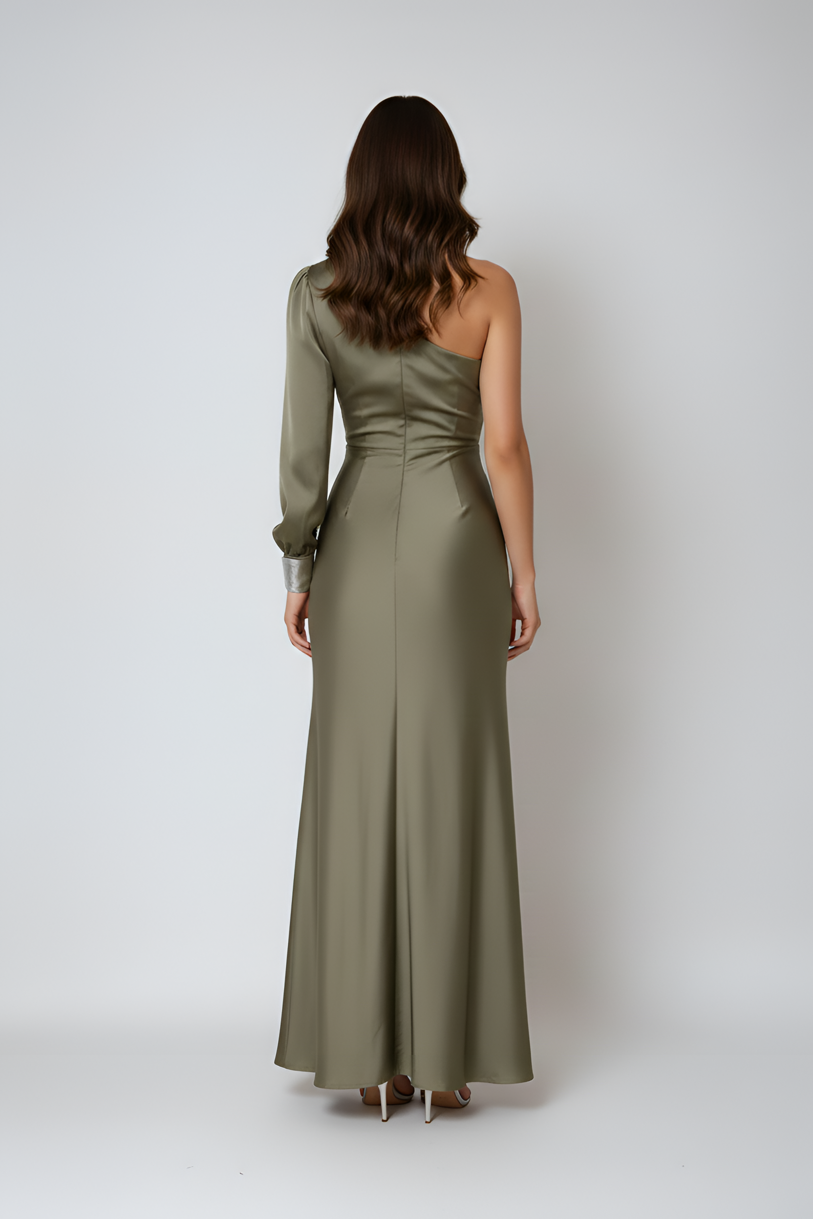 Odelia Holloway | One-Shoulder Satin Maxi Prom Dress