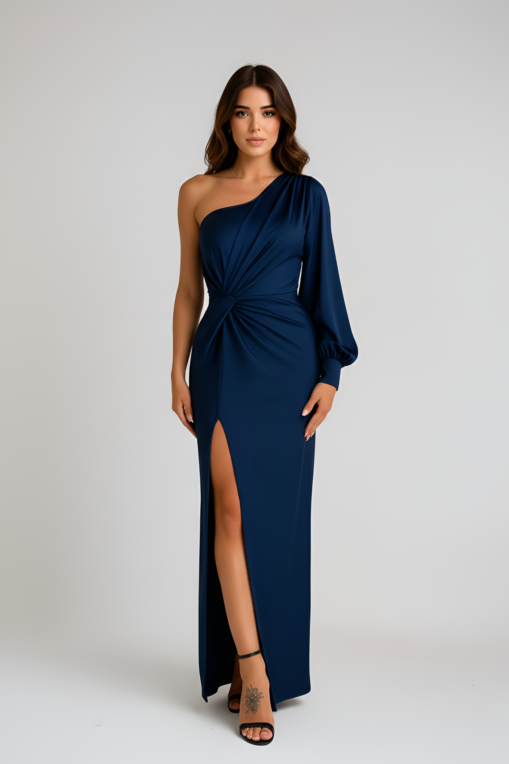 Odelia Holloway | One-Shoulder Satin Maxi Prom Dress