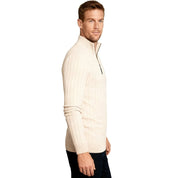 Oliver Grant | Beige Zip Knit Sweater For Men