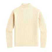 Oliver Grant | Beige Zip Knit Sweater For Men