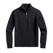 Oliver Grant | Dark Green Zip Knit Sweater For Men