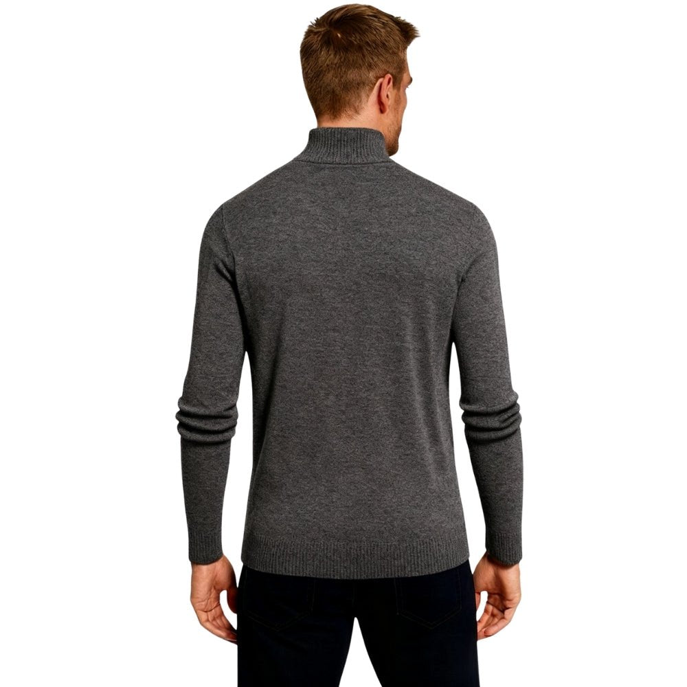 Oliver Grant | Dark Grey Zip Knit Sweater For Men