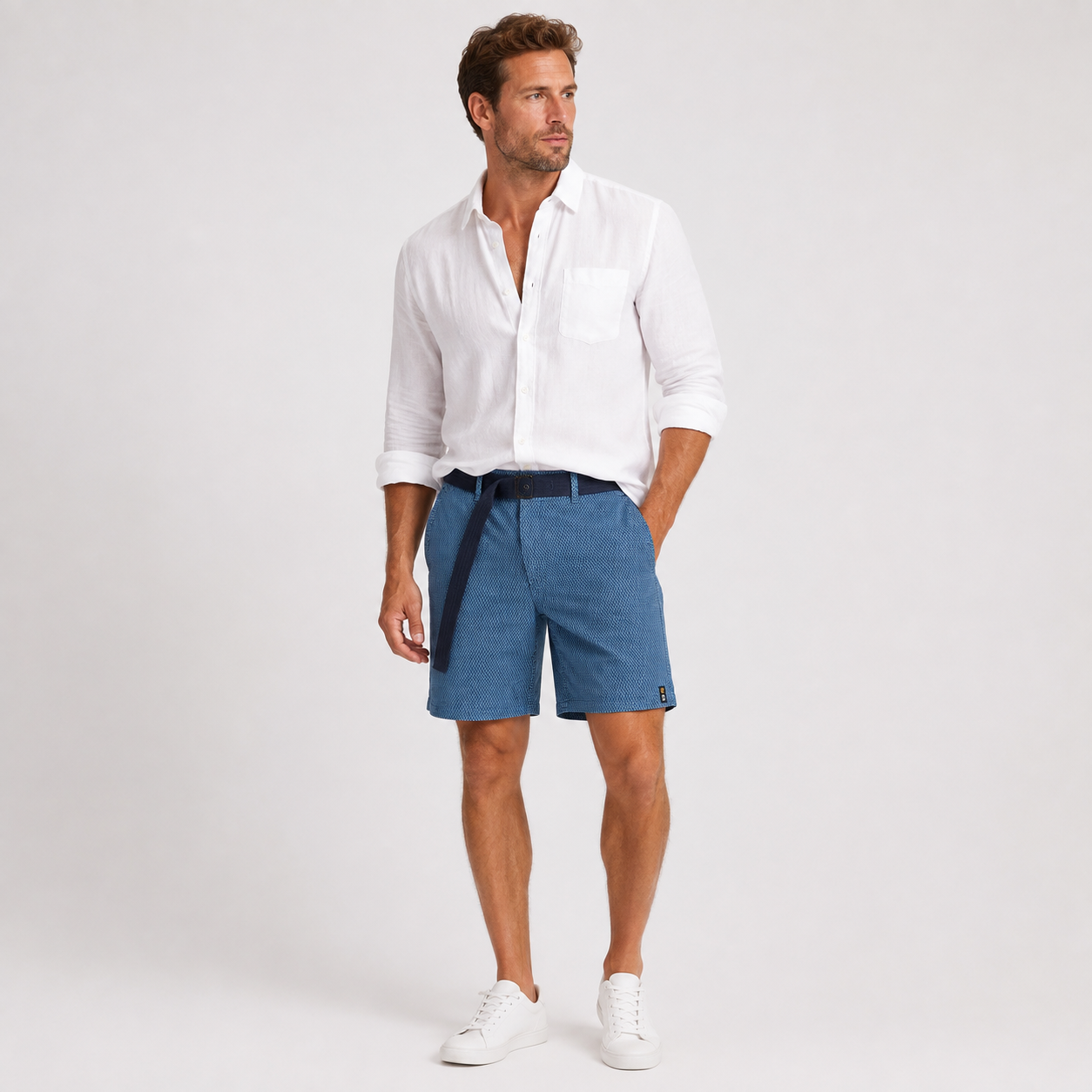 Oliver_Shaw_Men_s_Textured_Check_Chino_Shorts_with_Belt_model.png