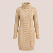 Olivia Smith | Cable Knit Turtleneck Sweater Dress