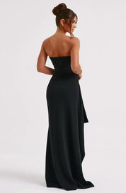 Olivia Manning | Strapless Ruched Side Slit Maxi Dress